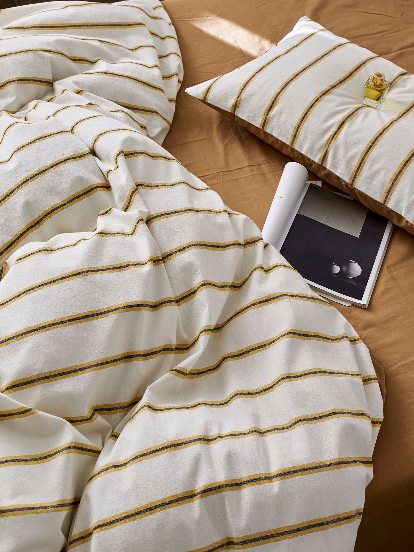 Amber Harbor Stripe Washed Cotton Duvet Cover original reference image 3