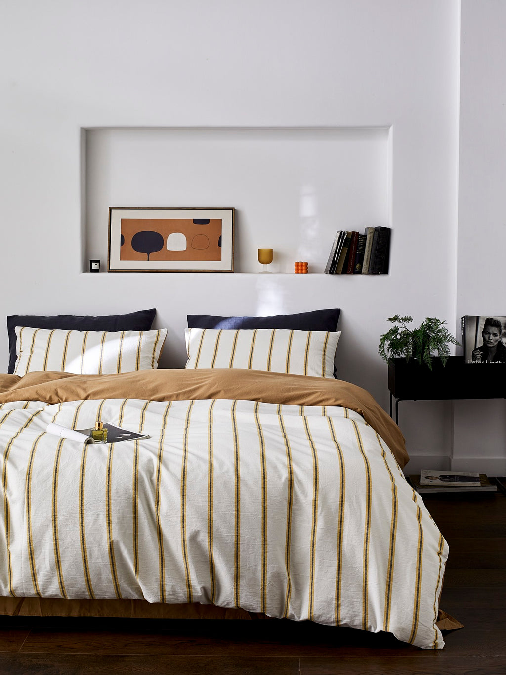 Amber Harbor Stripe Washed Cotton Duvet Cover original reference image 4
