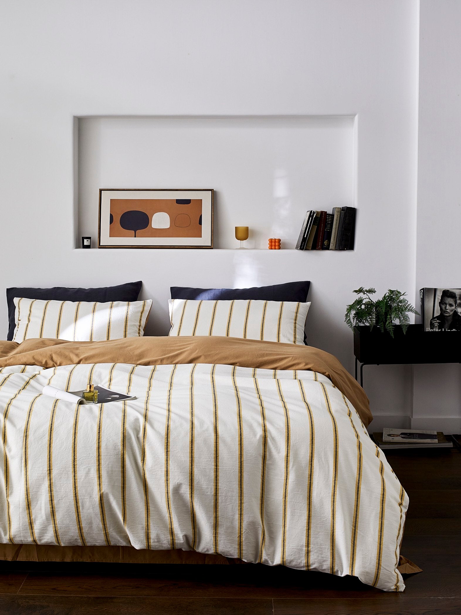 Amber Harbor Stripe Washed Cotton Duvet Cover original reference image 4