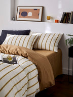 Amber Harbor Stripe Washed Cotton Duvet Cover original reference image 5