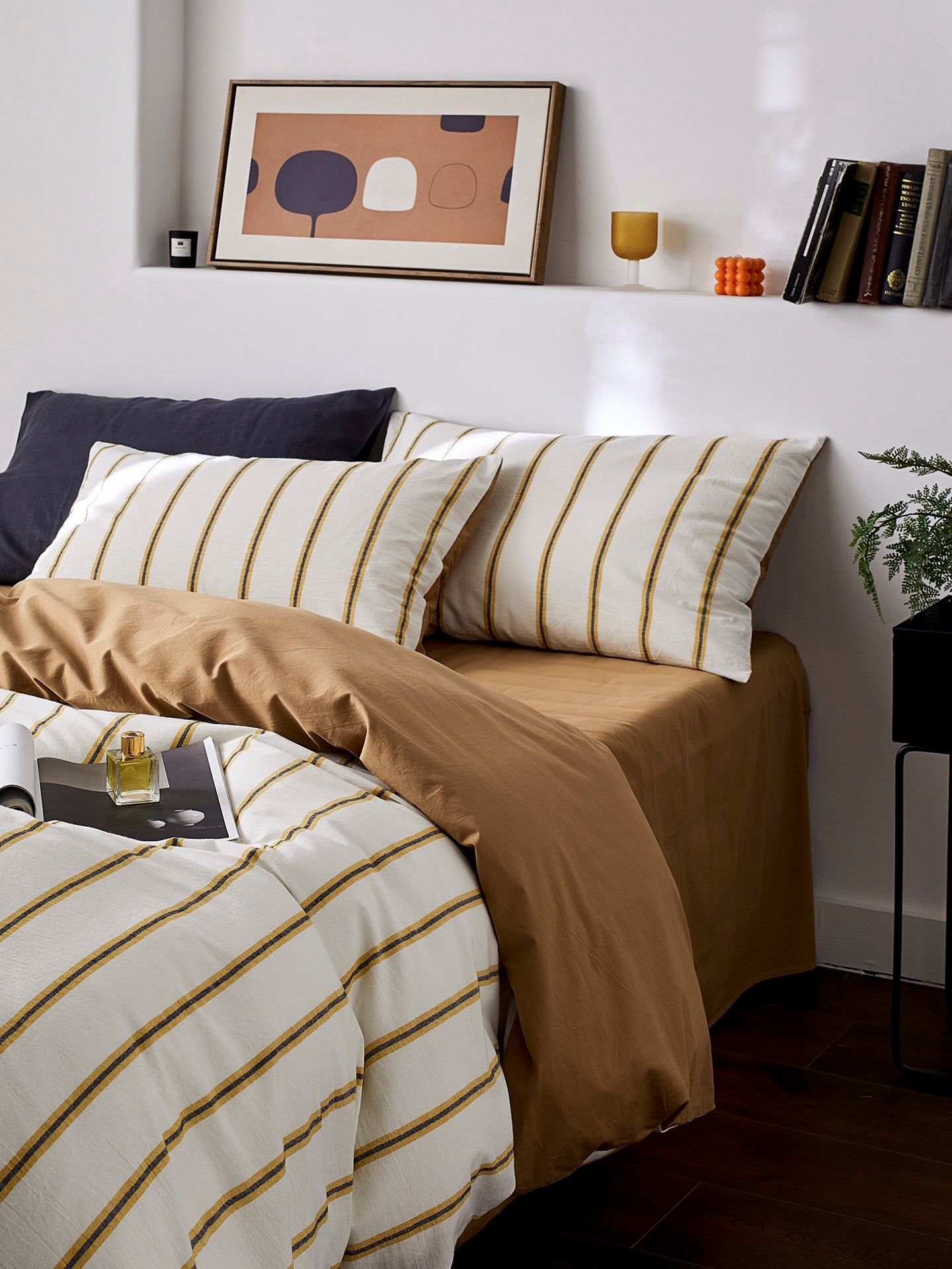 Amber Harbor Stripe Washed Cotton Duvet Cover original reference image 5