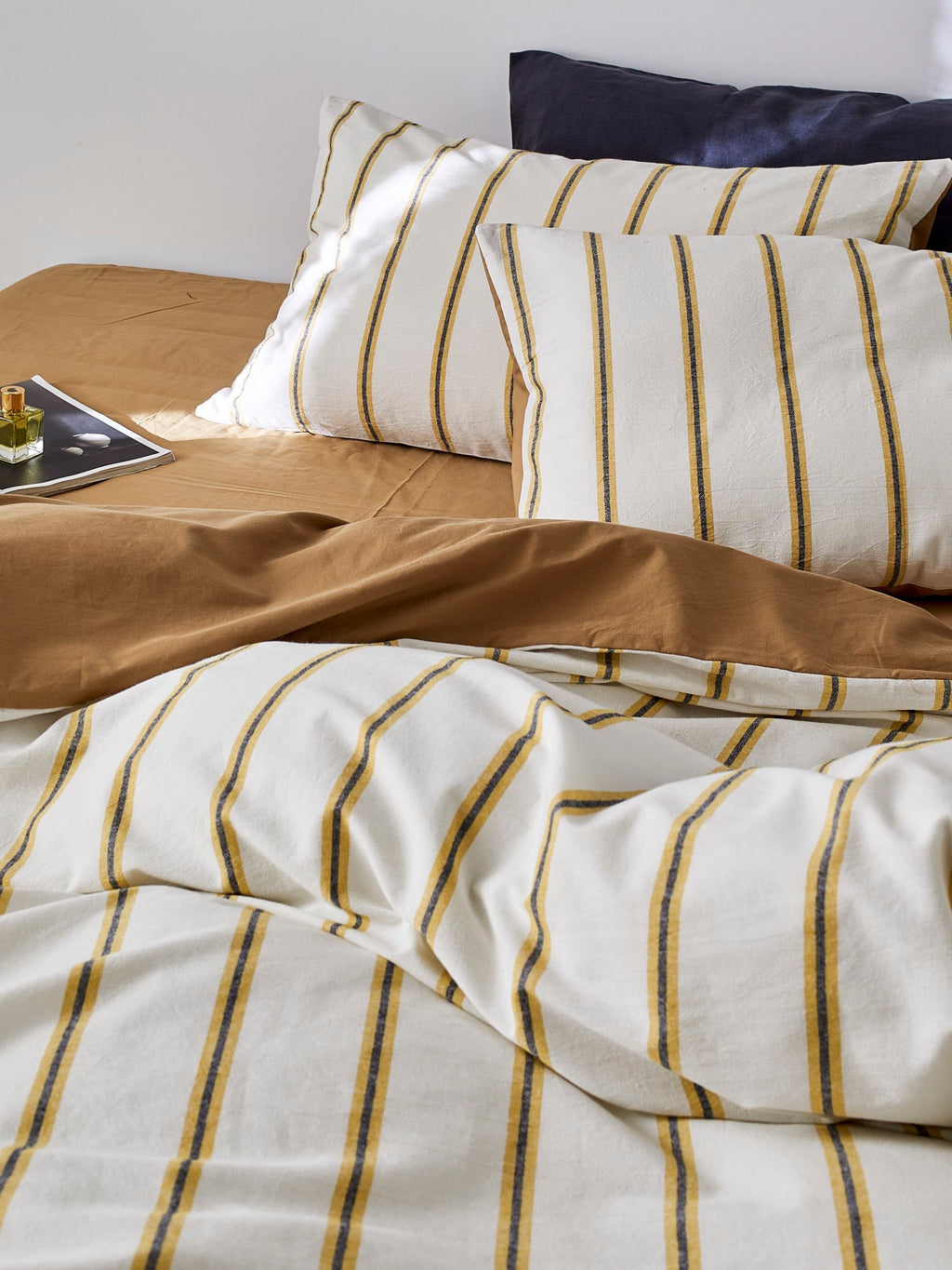 Amber Harbor Stripe Washed Cotton Duvet Cover original reference image 9