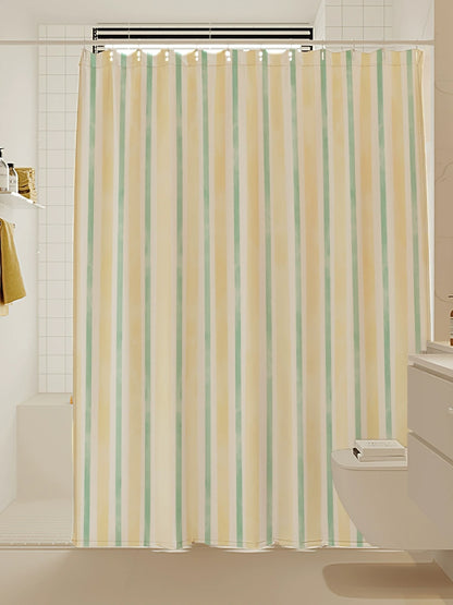 Artisan Brushstroke Watercolor Striped Shower Curtain original reference image 4
