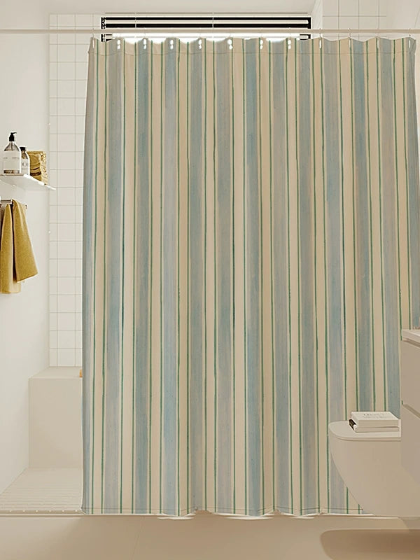 Artisan Brushstroke Watercolor Striped Shower Curtain original reference image 5