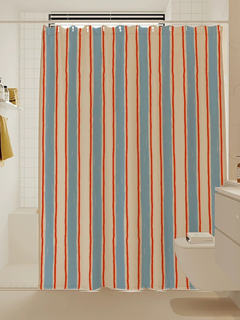 Artisan Brushstroke Watercolor Striped Shower Curtain original reference image 7