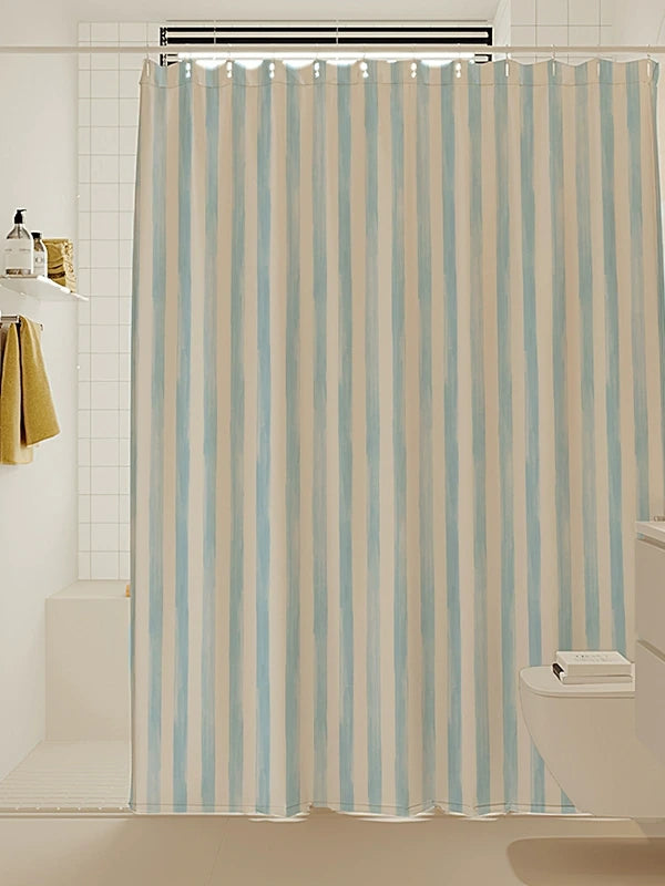 Artisan Brushstroke Watercolor Striped Shower Curtain original reference image 8