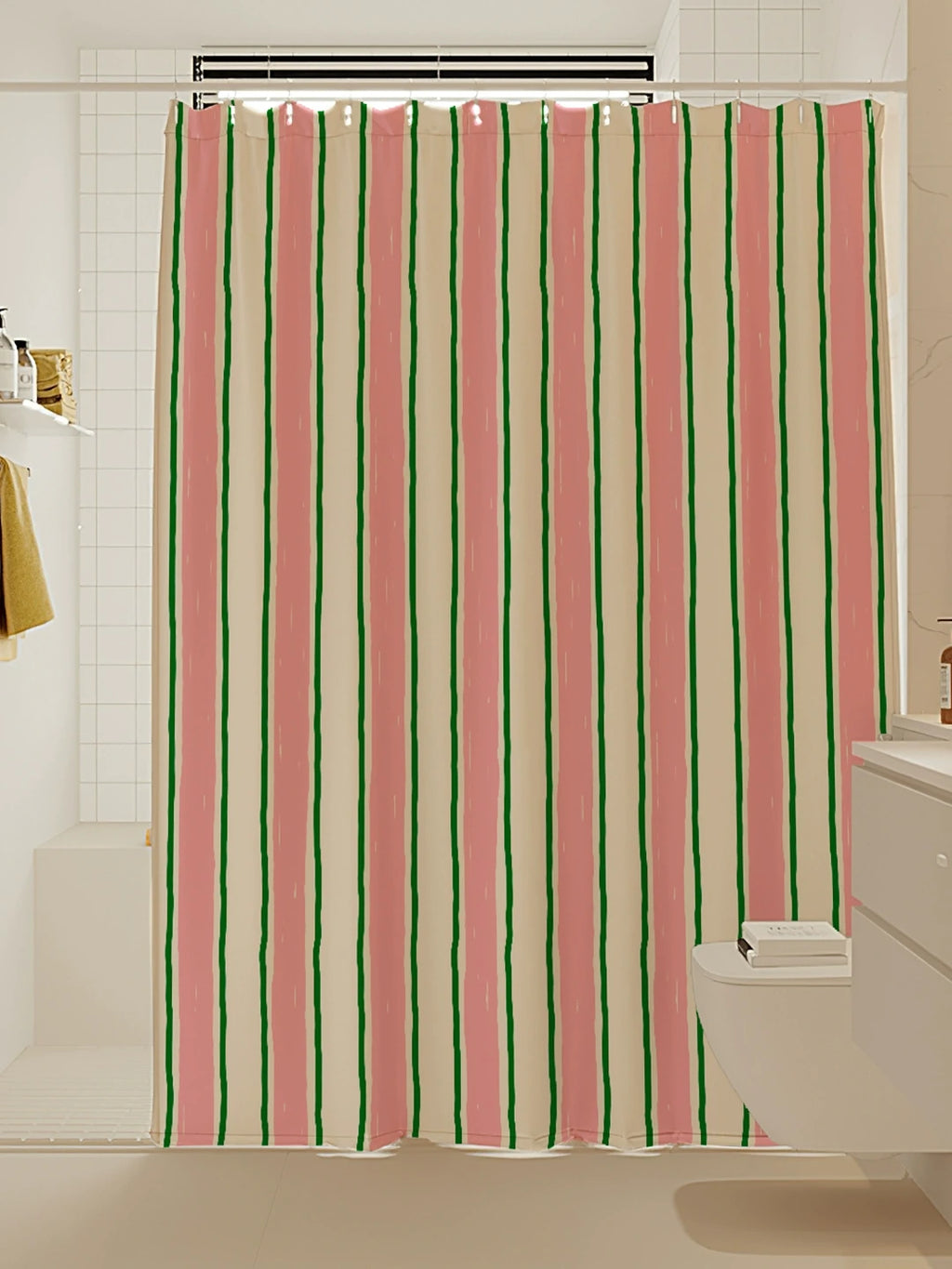 Artisan Brushstroke Watercolor Striped Shower Curtain original reference image 9