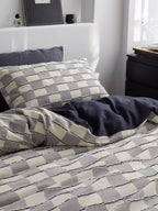 Ashwood Fringe Check Cotton Clipped Jacquard Duvet Cover original reference image 2