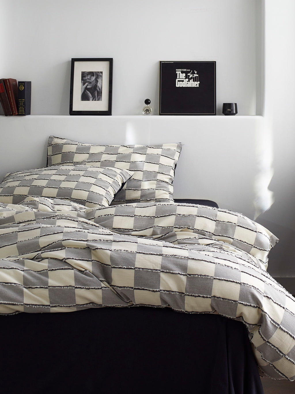Ashwood Fringe Check Cotton Clipped Jacquard Duvet Cover original reference image 3