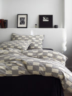 Ashwood Fringe Check Cotton Clipped Jacquard Duvet Cover original reference image 3