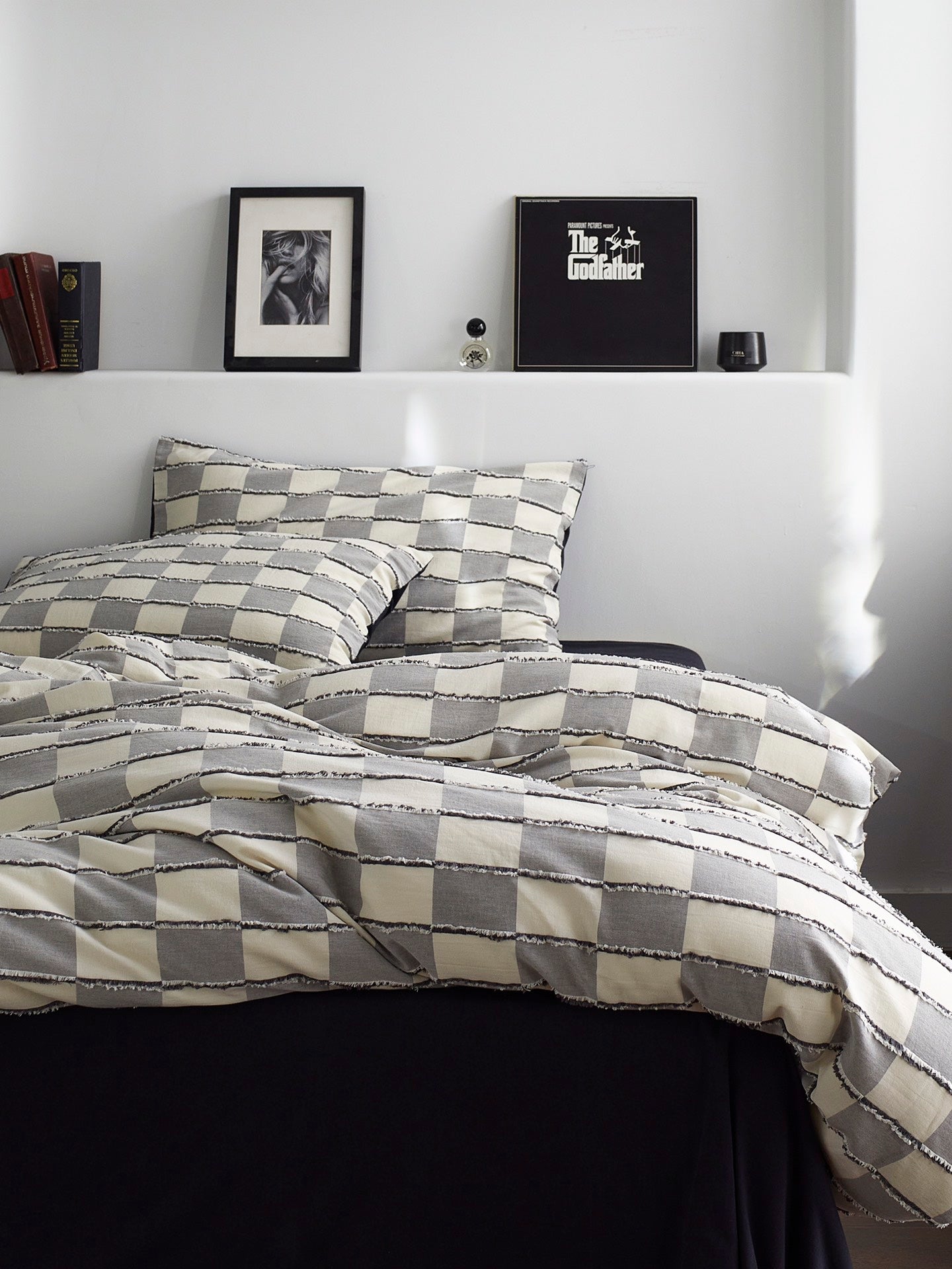 Ashwood Fringe Check Cotton Clipped Jacquard Duvet Cover original reference image 3