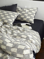 Ashwood Fringe Check Cotton Clipped Jacquard Duvet Cover original reference image 4