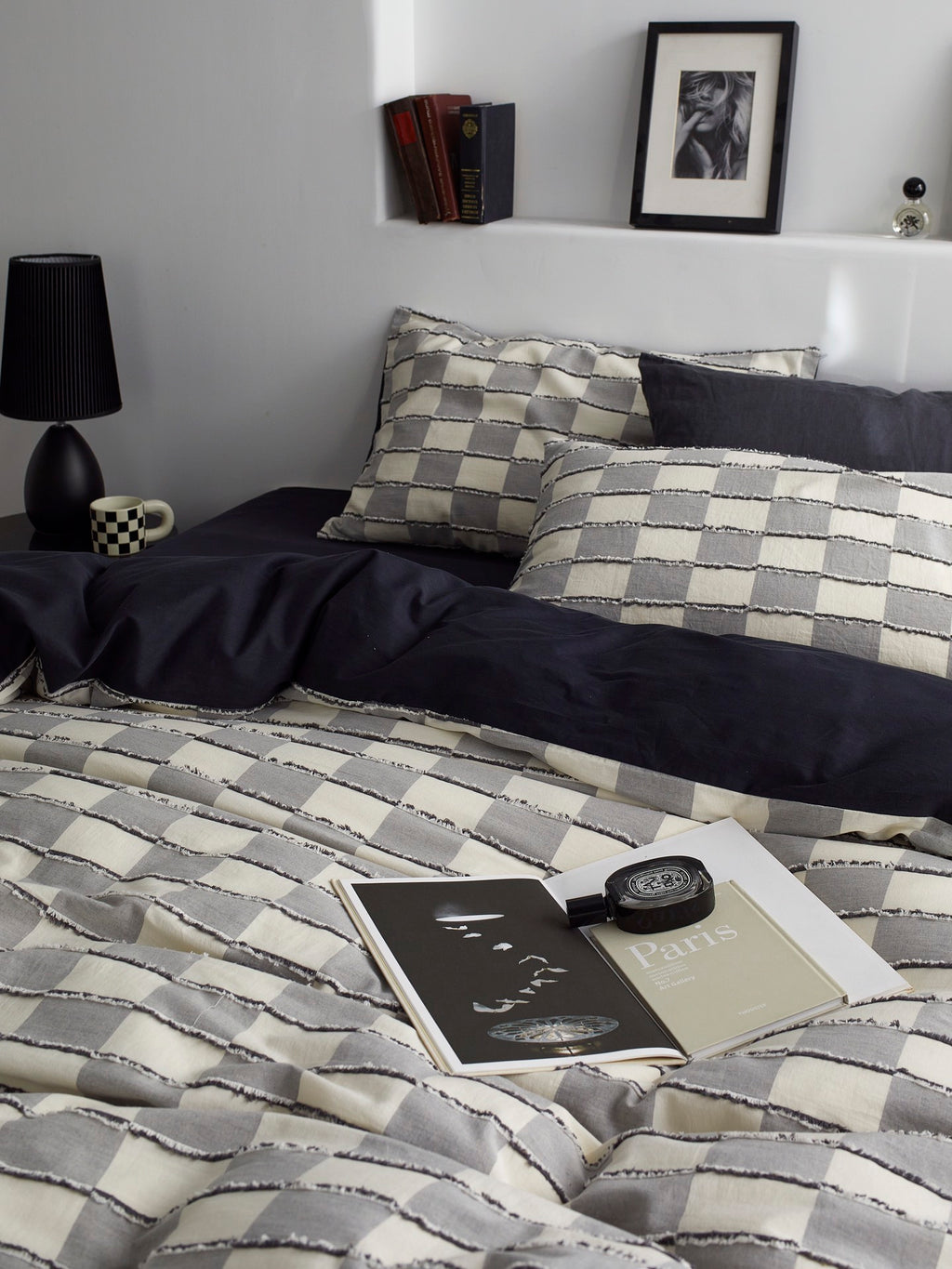 Ashwood Fringe Check Cotton Clipped Jacquard Duvet Cover original reference image 6
