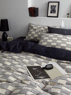 Ashwood Fringe Check Cotton Clipped Jacquard Duvet Cover original reference image 6