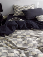 Ashwood Fringe Check Cotton Clipped Jacquard Duvet Cover original reference image 7