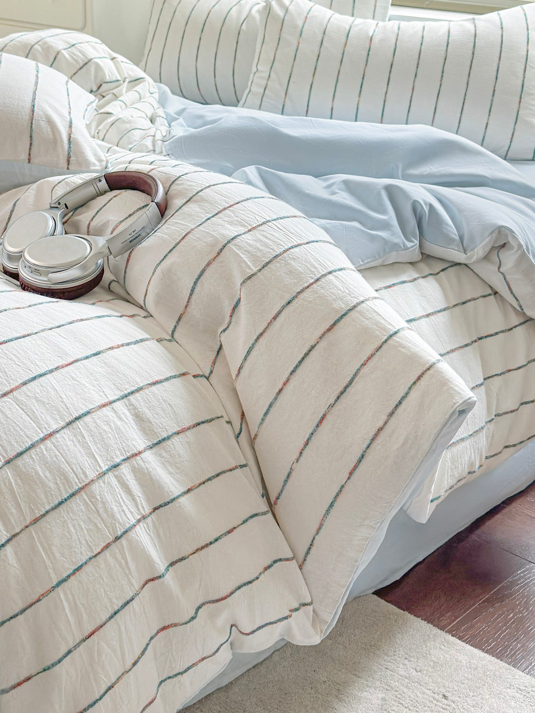 Atelier Chenille Stripe Cotton Duvet Cover original reference image 1