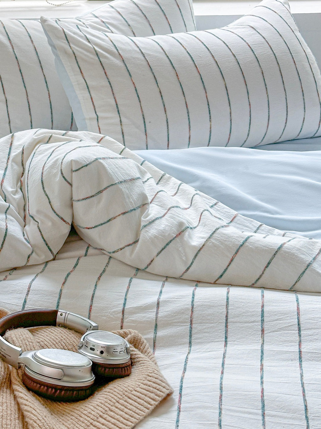 Atelier Chenille Stripe Cotton Duvet Cover original reference image 2