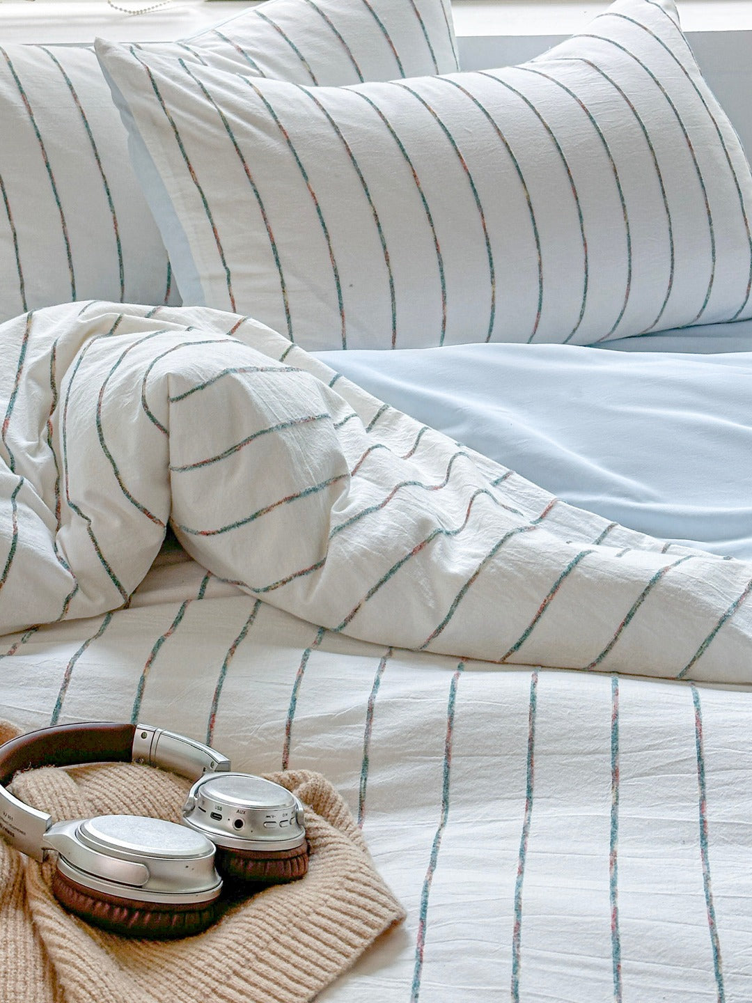 Atelier Chenille Stripe Cotton Duvet Cover original reference image 2