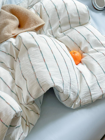 Atelier Chenille Stripe Cotton Duvet Cover original reference image 3