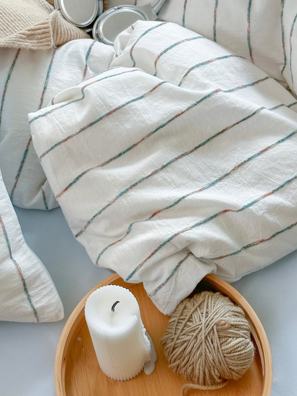 Atelier Chenille Stripe Cotton Duvet Cover original reference image 4