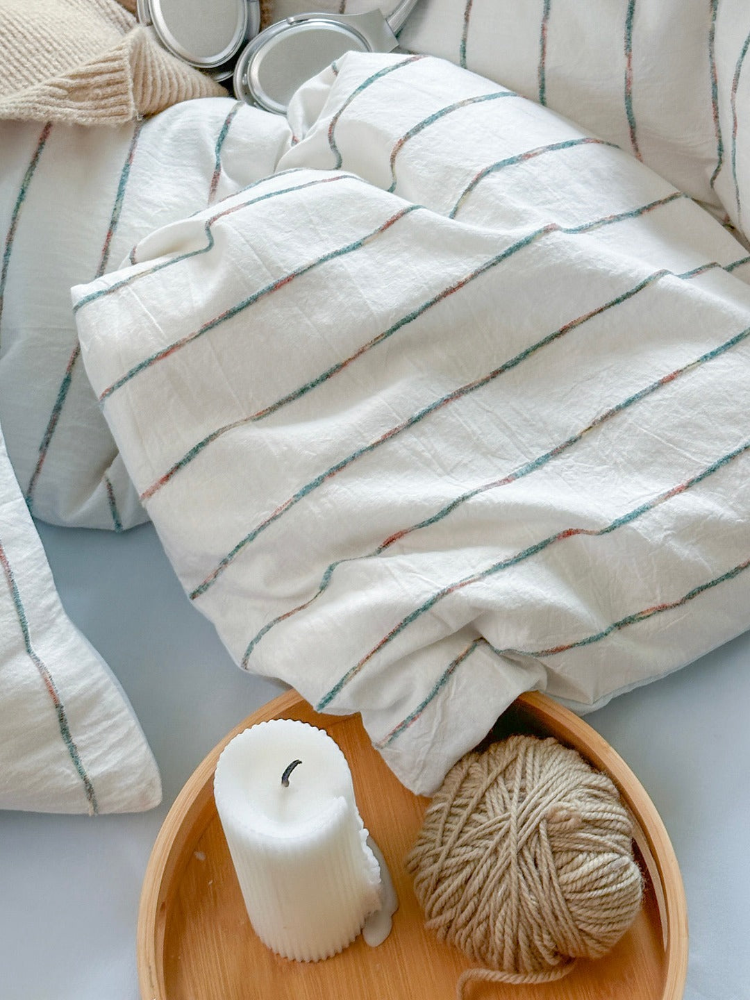 Atelier Chenille Stripe Cotton Duvet Cover original reference image 4