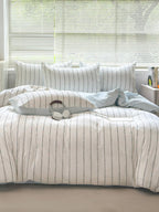 Atelier Chenille Stripe Cotton Duvet Cover original reference image 5
