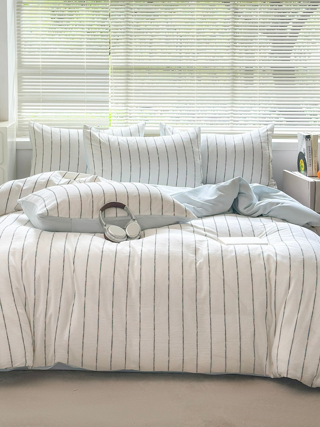 Atelier Chenille Stripe Cotton Duvet Cover original reference image 5