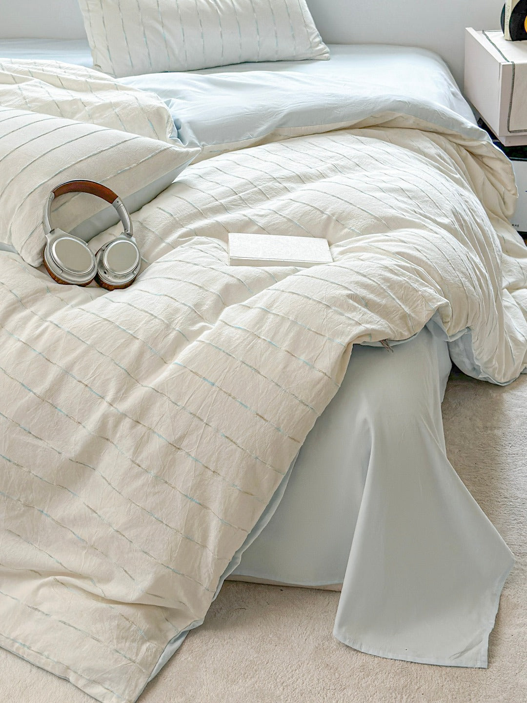 Atelier Chenille Stripe Cotton Duvet Cover original reference image 16