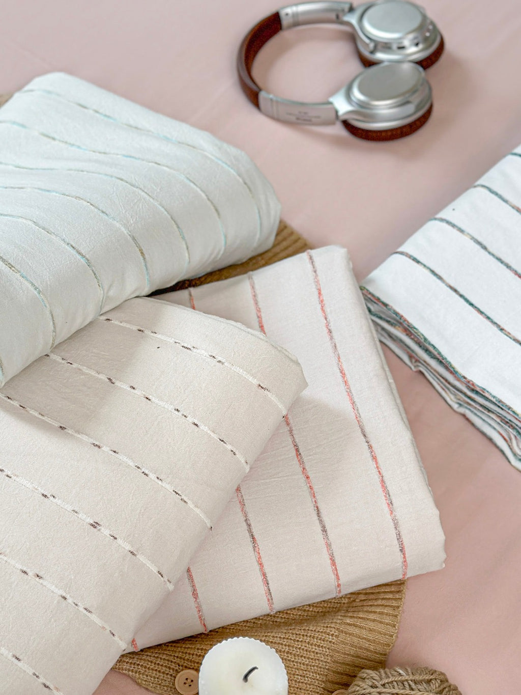 Atelier Chenille Stripe Cotton Duvet Cover original reference image 26