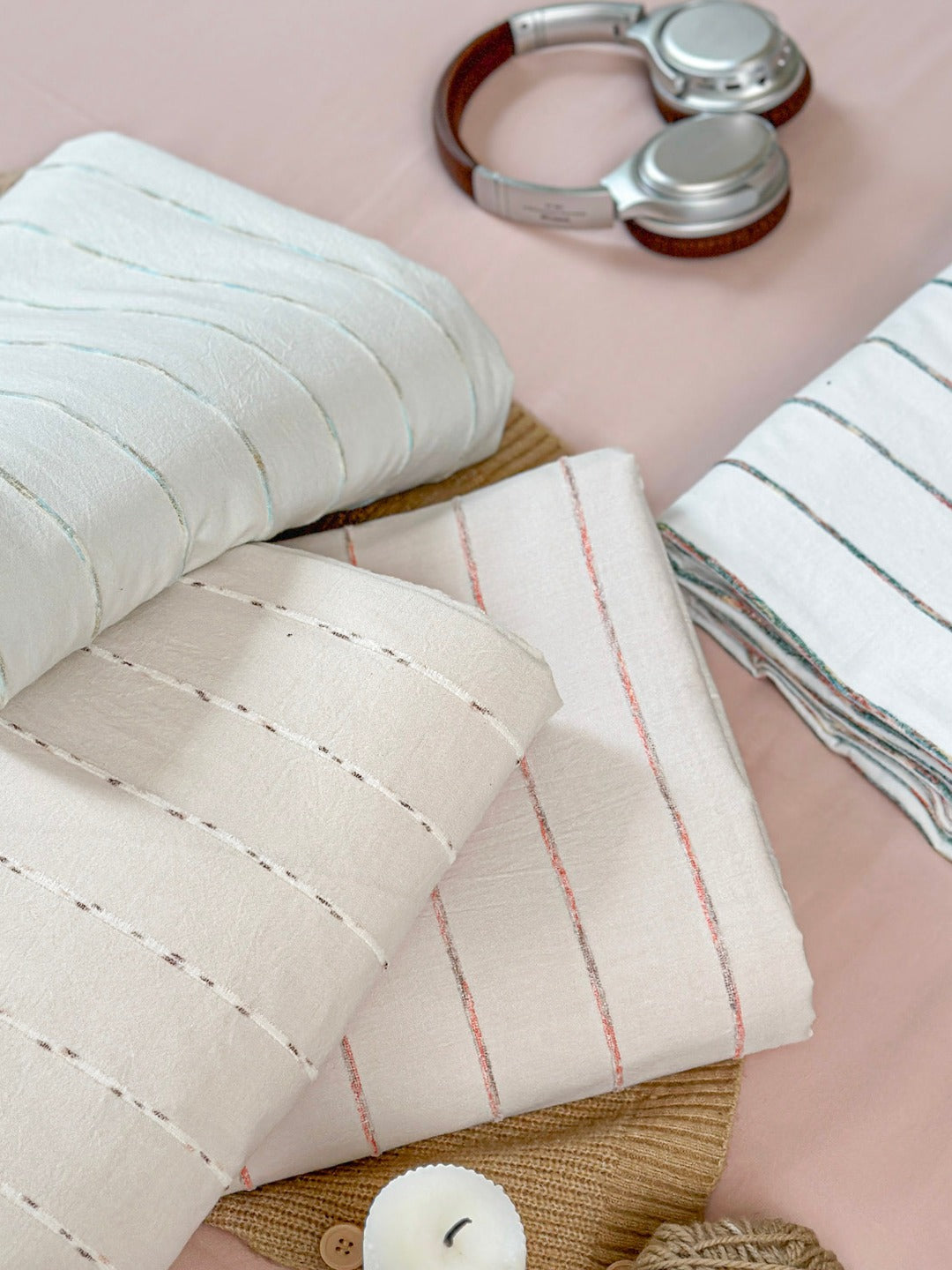 Atelier Chenille Stripe Cotton Duvet Cover original reference image 26