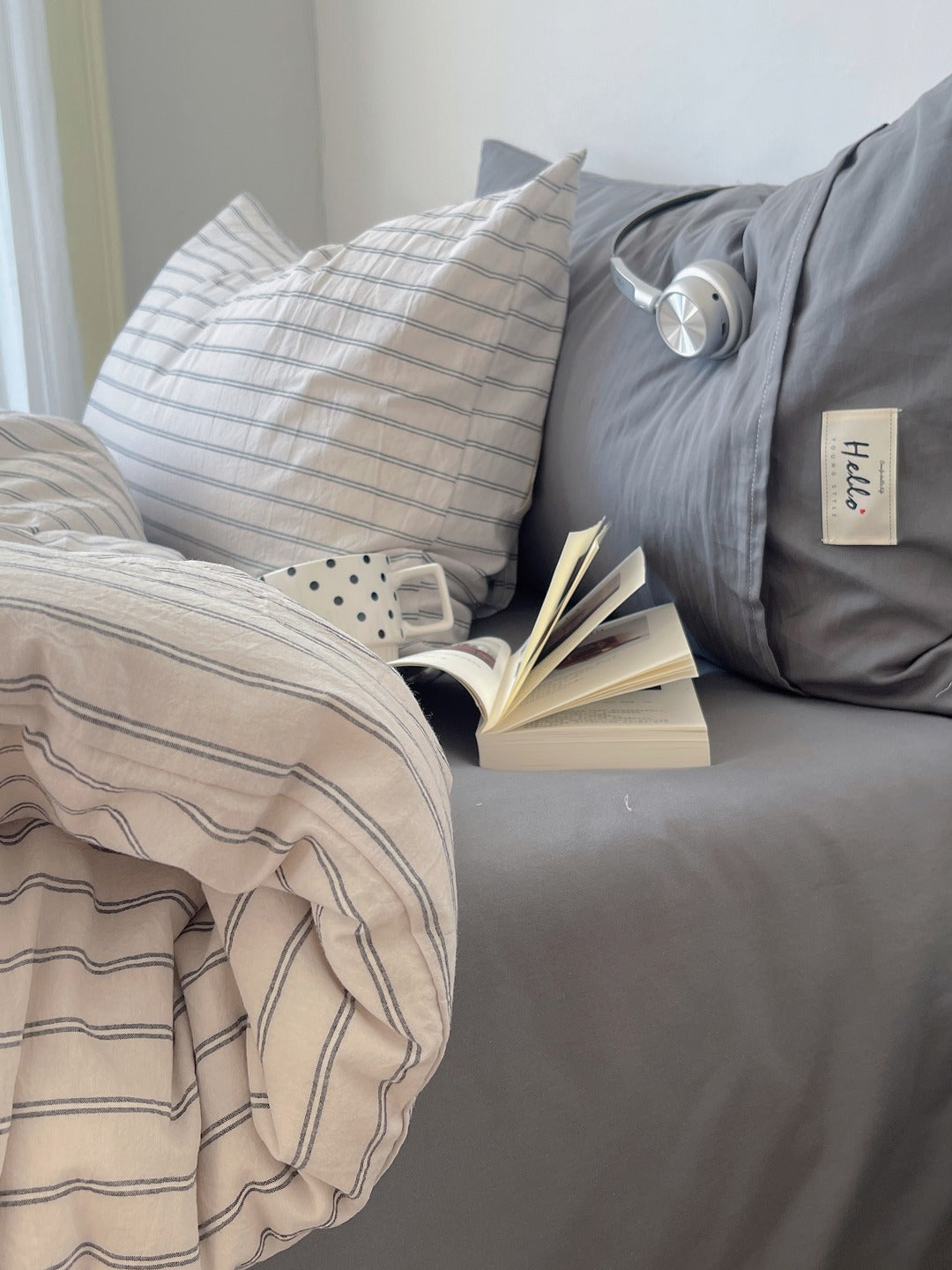 Auden Stripe Washed Cotton Duvet Cover original reference image 19