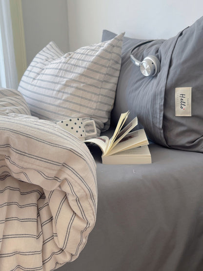Auden Stripe Washed Cotton Duvet Cover original reference image 19