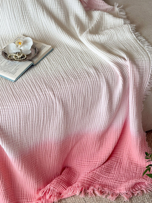 Aurora Ombre Cotton Tassel Throw Blanket original reference image 2