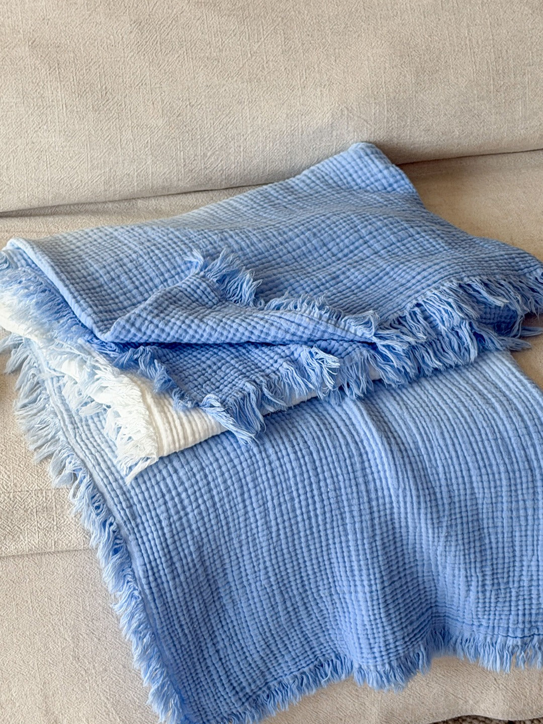 Aurora Ombre Cotton Tassel Throw Blanket original reference image 9