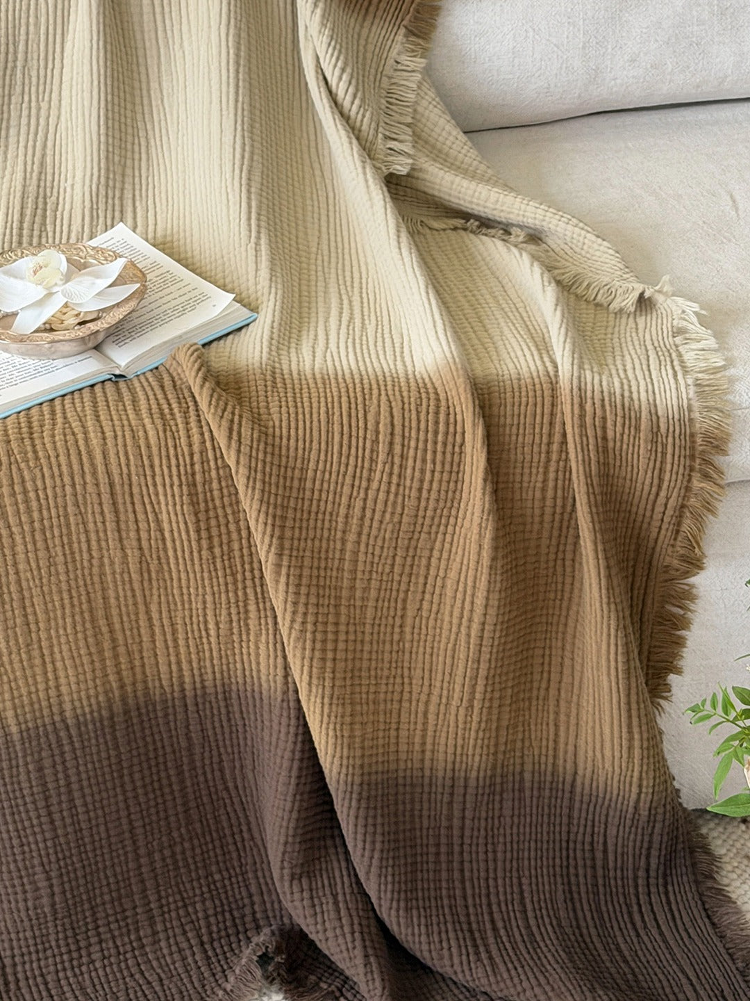 Aurora Ombre Cotton Tassel Throw Blanket original reference image 17