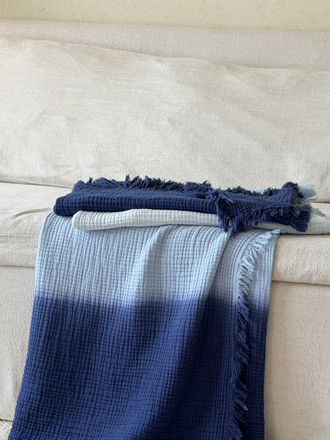 Aurora Ombre Cotton Tassel Throw Blanket original reference image 21