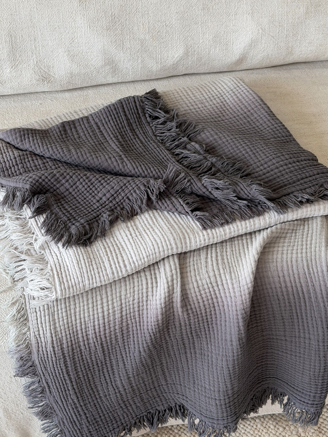 Aurora Ombre Cotton Tassel Throw Blanket original reference image 26