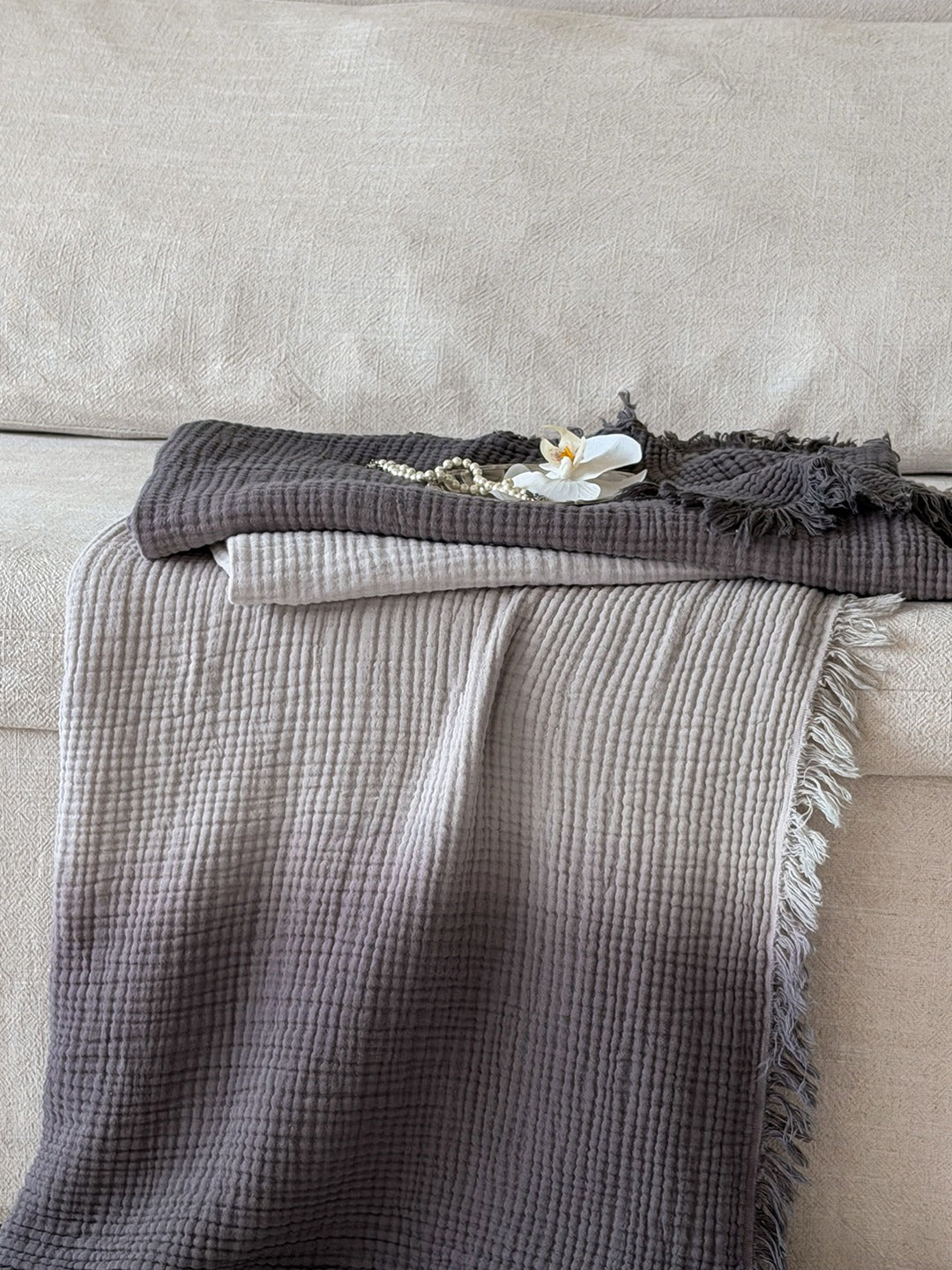 Aurora Ombre Cotton Tassel Throw Blanket original reference image 27