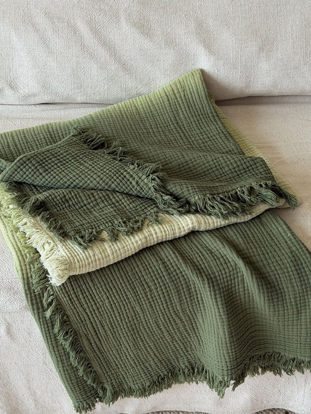 Aurora Ombre Cotton Tassel Throw Blanket original reference image 32