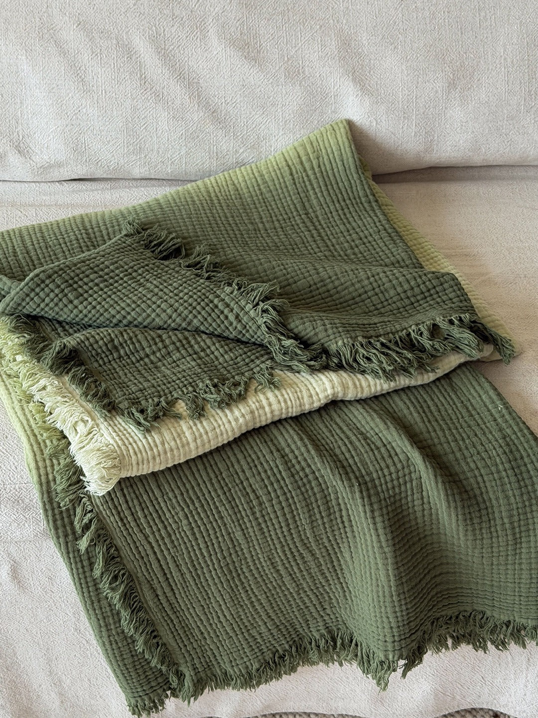 Aurora Ombre Cotton Tassel Throw Blanket original reference image 32