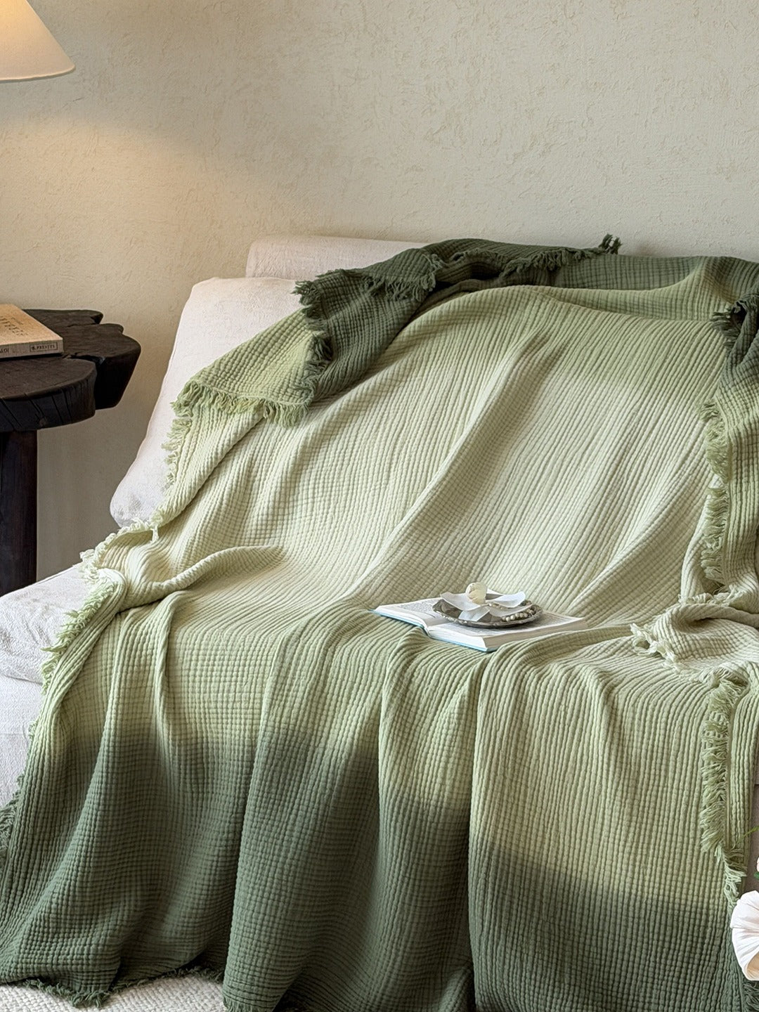 Aurora Ombre Cotton Tassel Throw Blanket original reference image 34