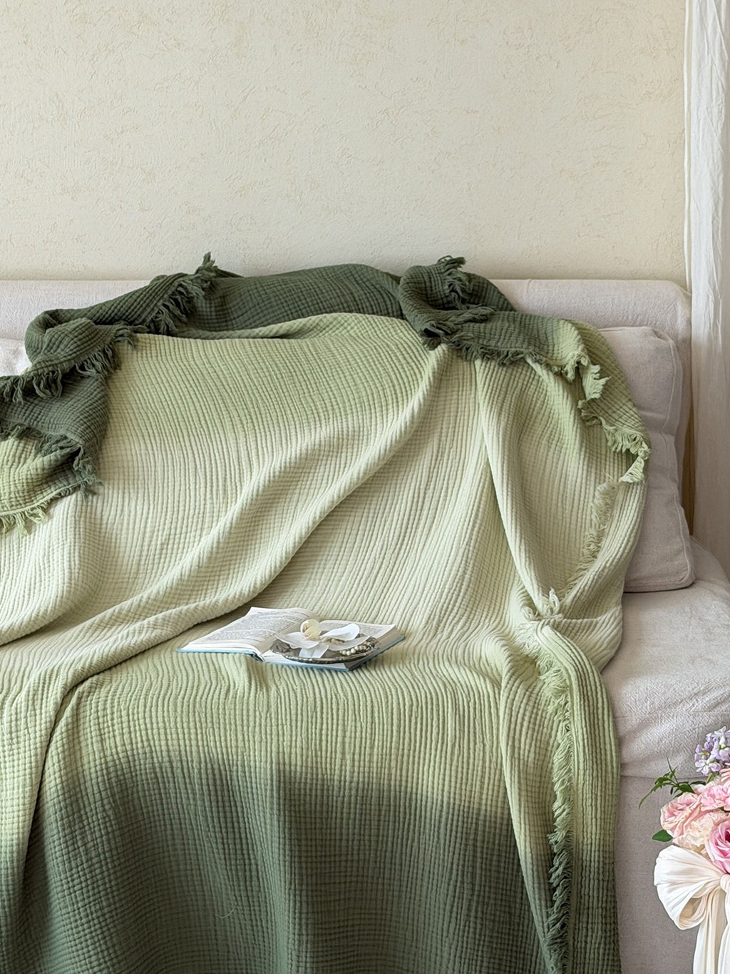 Aurora Ombre Cotton Tassel Throw Blanket original reference image 36