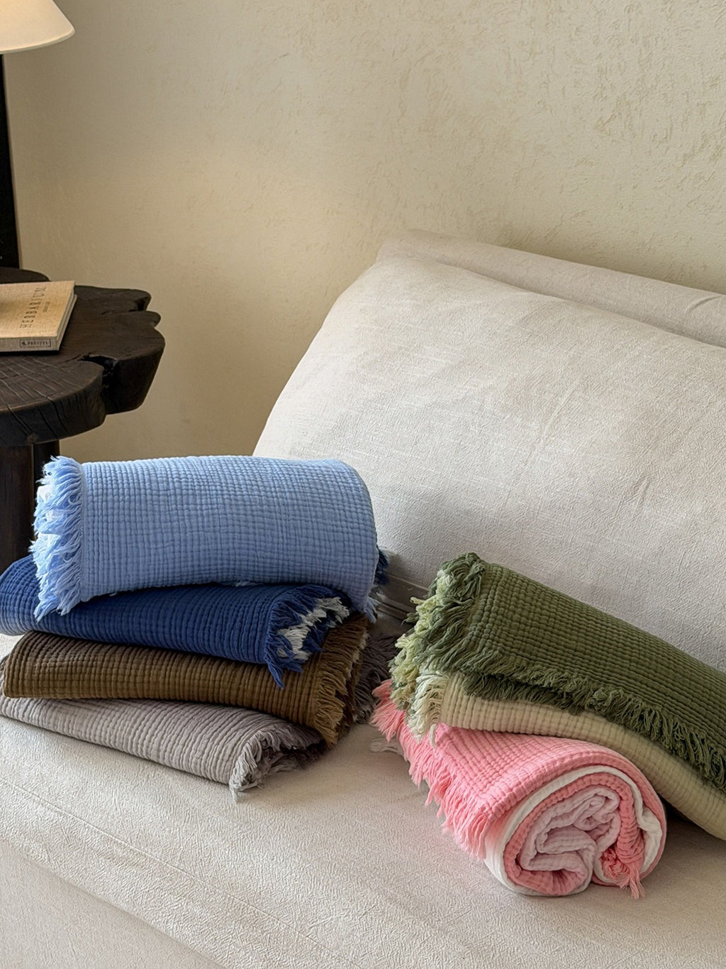 Aurora Ombre Cotton Tassel Throw Blanket original reference image 37