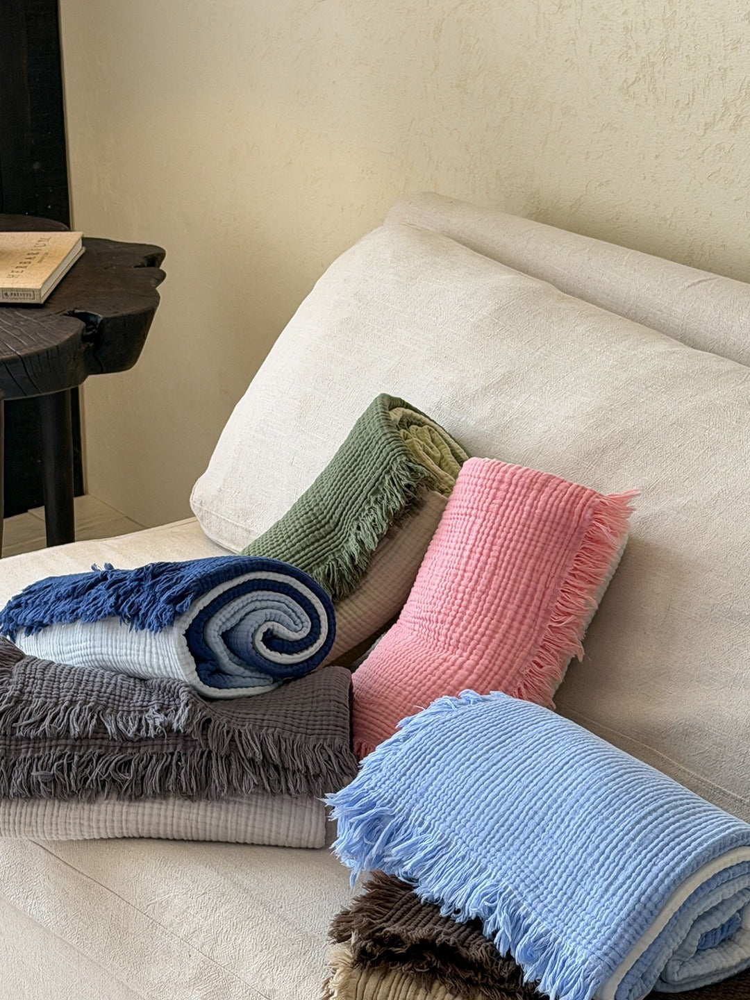 Aurora Ombre Cotton Tassel Throw Blanket original reference image 38