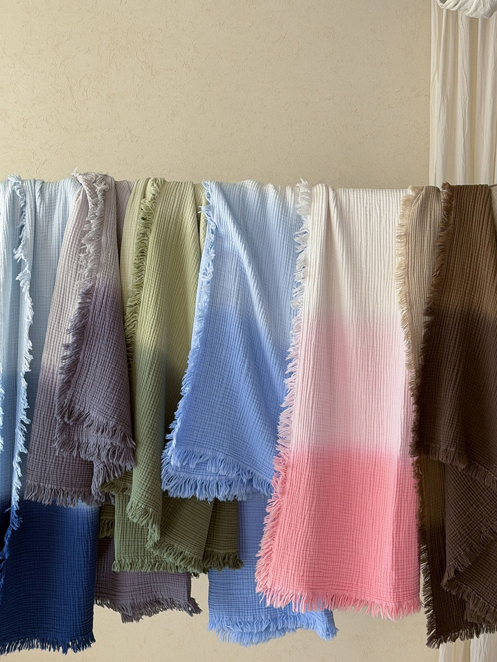 Aurora Ombre Cotton Tassel Throw Blanket original reference image 39