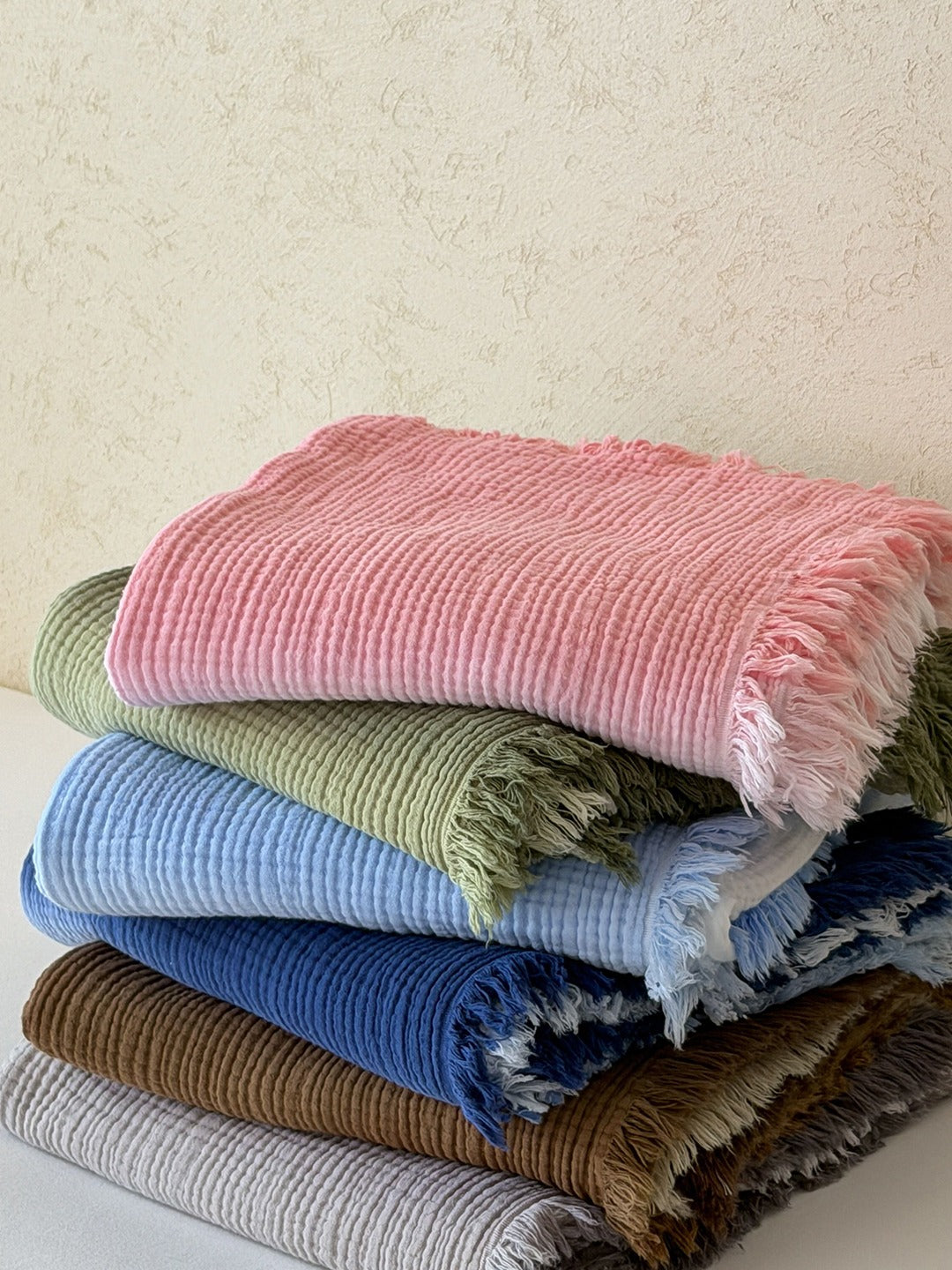 Aurora Ombre Cotton Tassel Throw Blanket original reference image 42