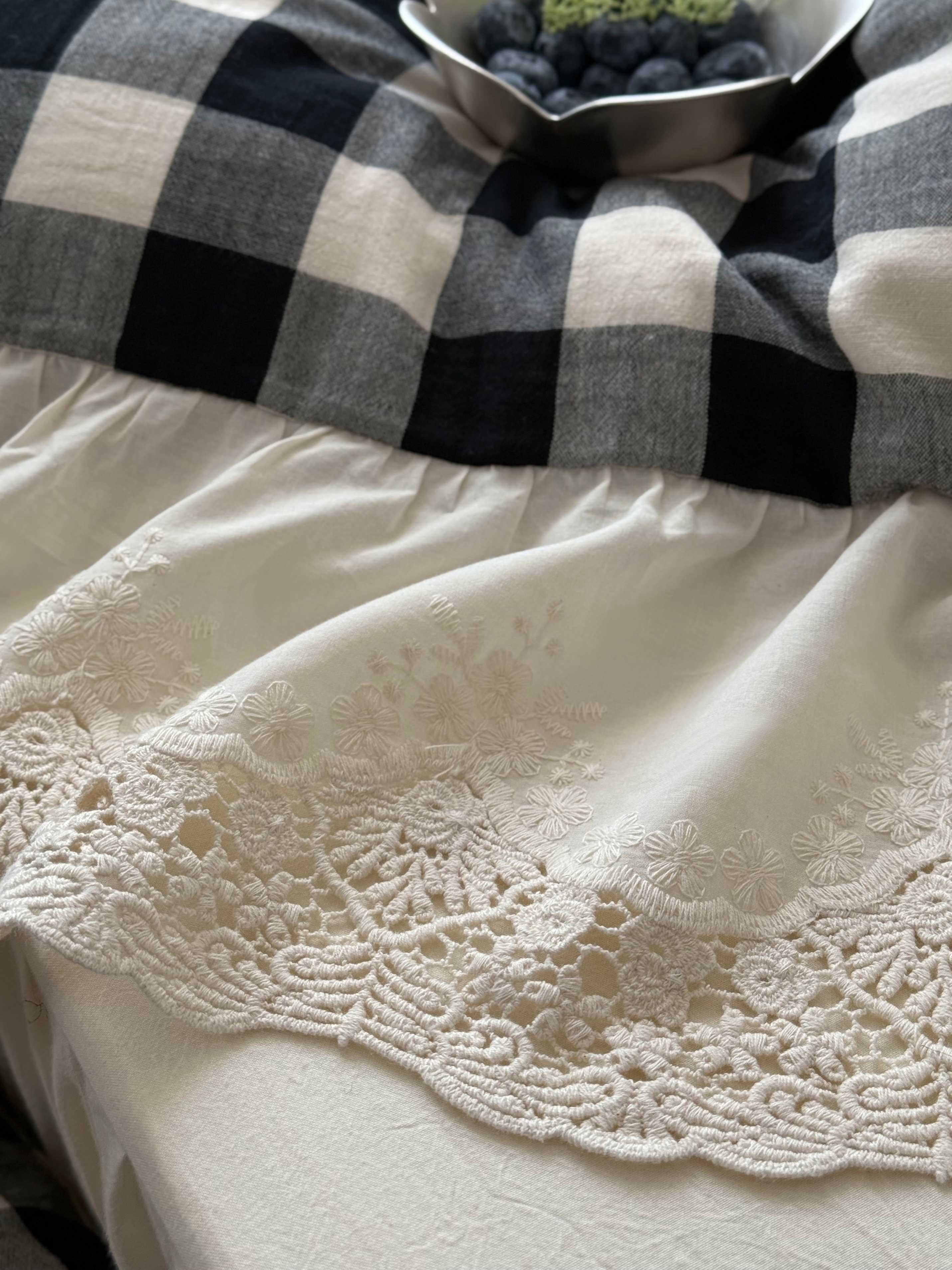 Black Gingham Lace Trim Cotton Duvet Cover original reference image 9