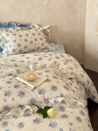 Blue Rose Cottage Ruffle Cotton Muslin Duvet Cover original reference image 2