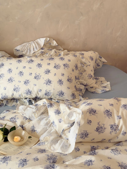 Blue Rose Cottage Ruffle Cotton Muslin Duvet Cover original reference image 8