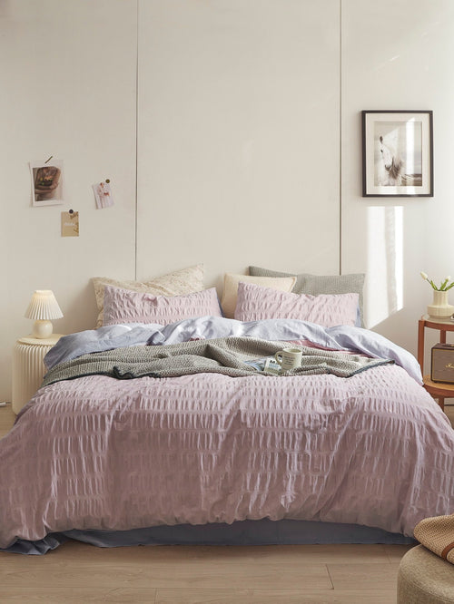 Blush Cloud Cotton Seersucker Duvet Cover original reference image 1